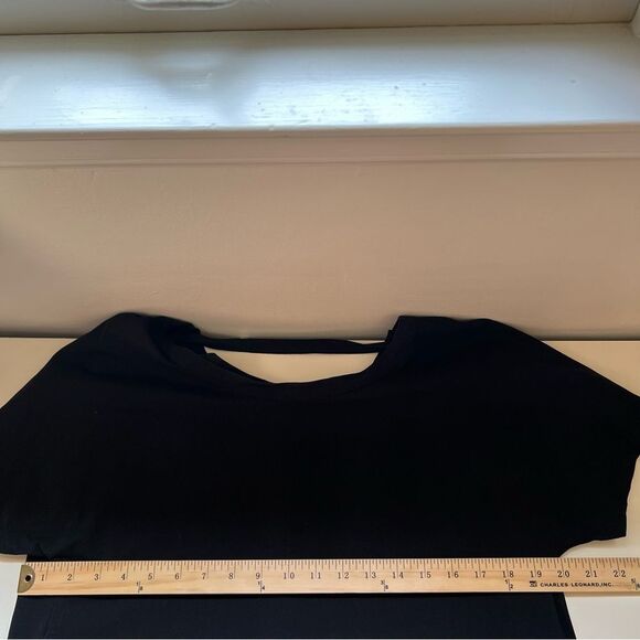 COS Black Dress A-Line Ruched Sleeve Back Detail Pockets Size Small Minimal Mod - Picture 7 of 8